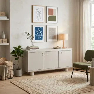 Buffet bas design 3 portes gris L160 MAGDA - HELLIN