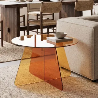Table basse ronde D80 en verre LUMA - HELLIN