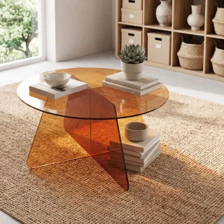 Table basse ronde D80 en verre LUMA - HELLIN