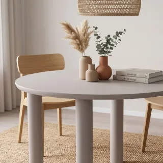 Table à manger ronde design L120 gris 4 places MAGDA - HELLIN
