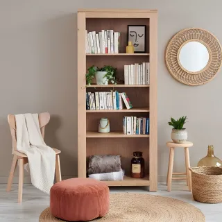 Bibliothèque moderne en bois massif, chêne blanchi Boston - Hellin
