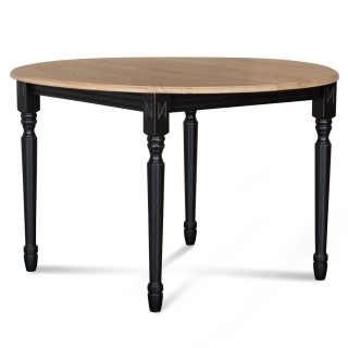 Table ronde victoria avec allonge et pieds tournes en chêne massif