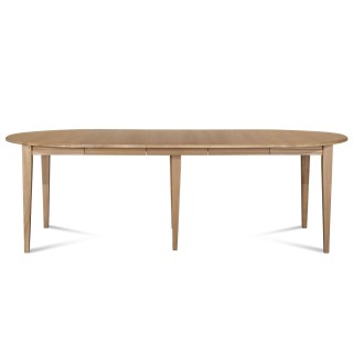 Table ronde victoria chêne 6 pieds fuseau 3 allonges