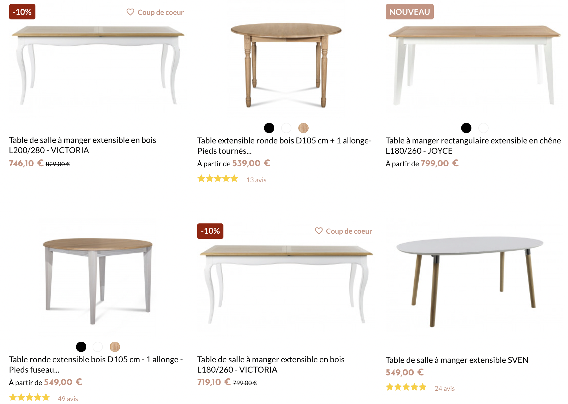 tables extensibles