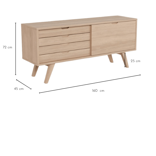 Dimensions buffet ALISIA blanchi