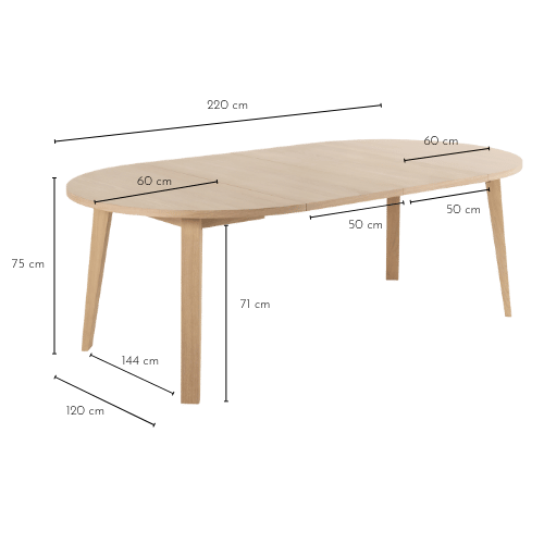 Dimensions de la table ronde ALISIA