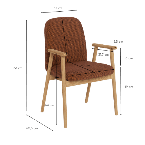 Dimensions de la chaise ALVINA