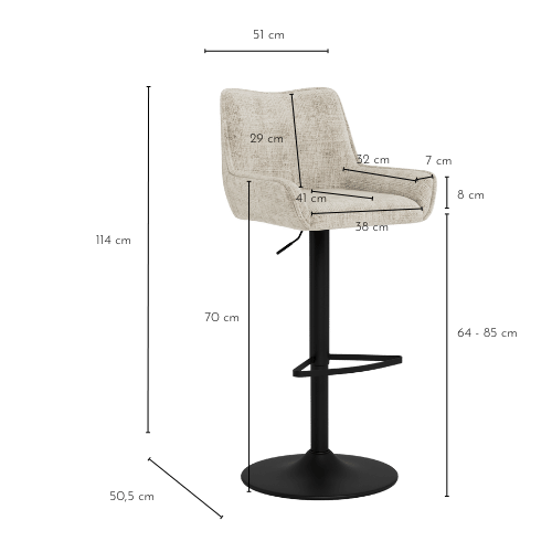 Dimensions du tabouret de bar ELIO