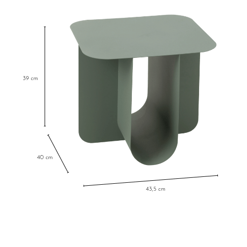 Dimensions de la table basse en métal vert