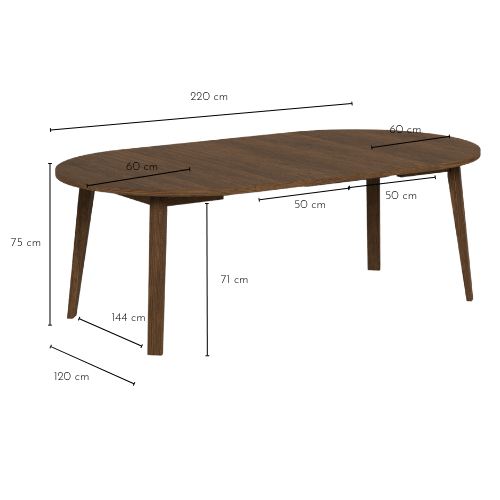 Dimensions de la table ronde ext ALISIA
